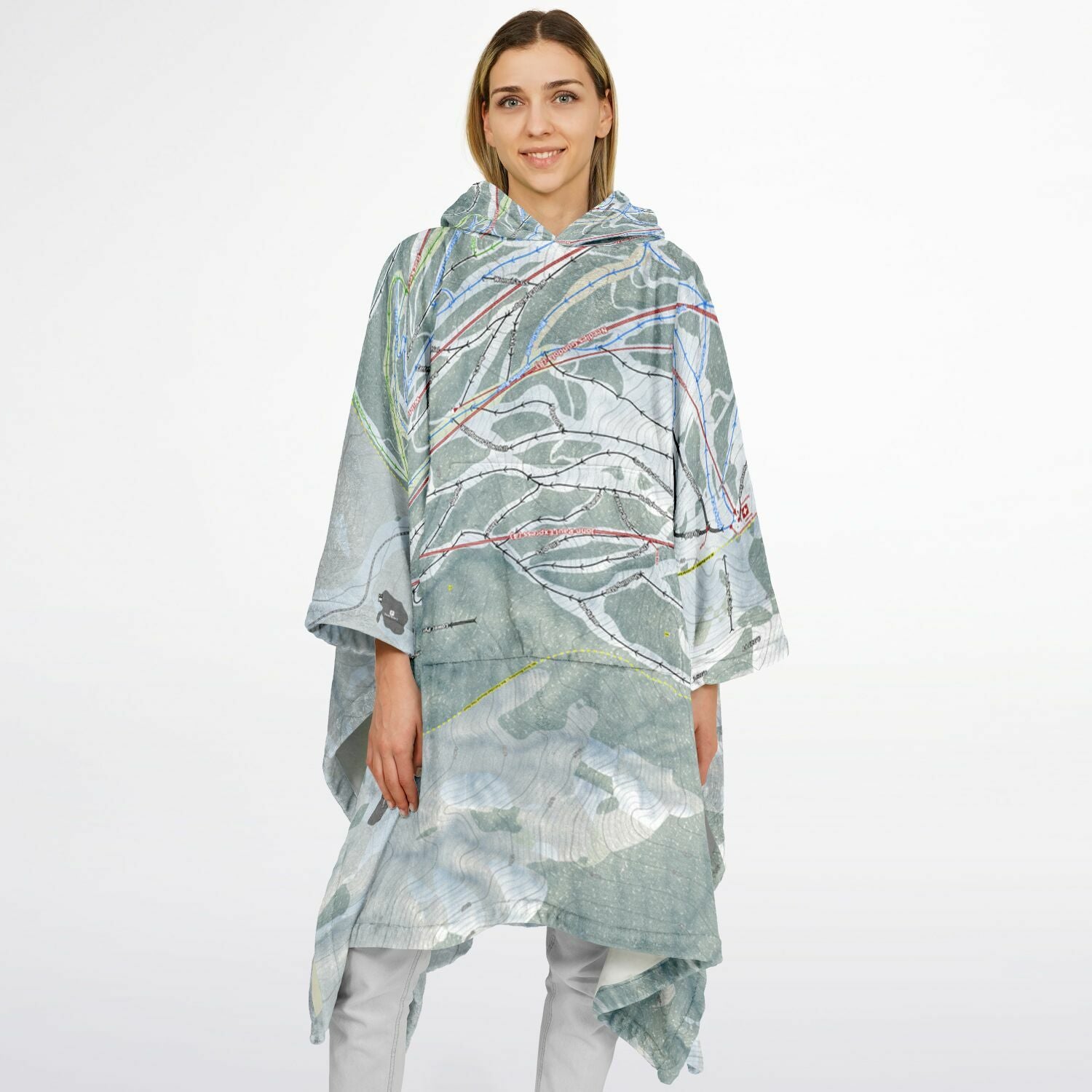 Snowbasin, Utah Ski Resort Map Flannel Blanket Poncho