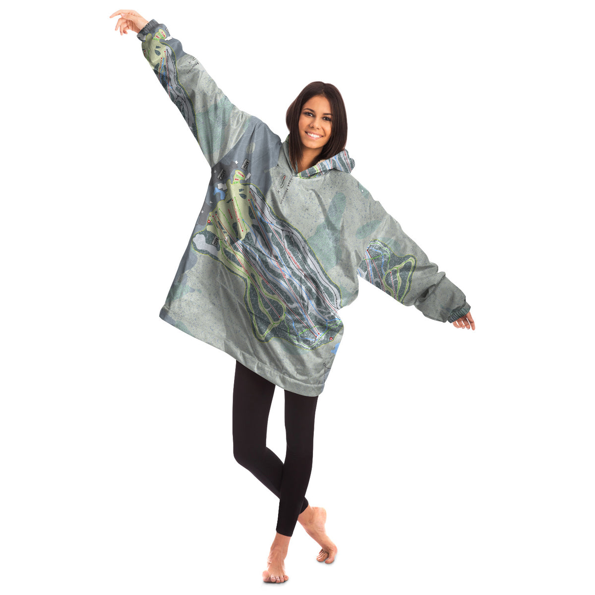 Mohawk Mountain, Connecticut Ski Trail Map - Snug Hoodie