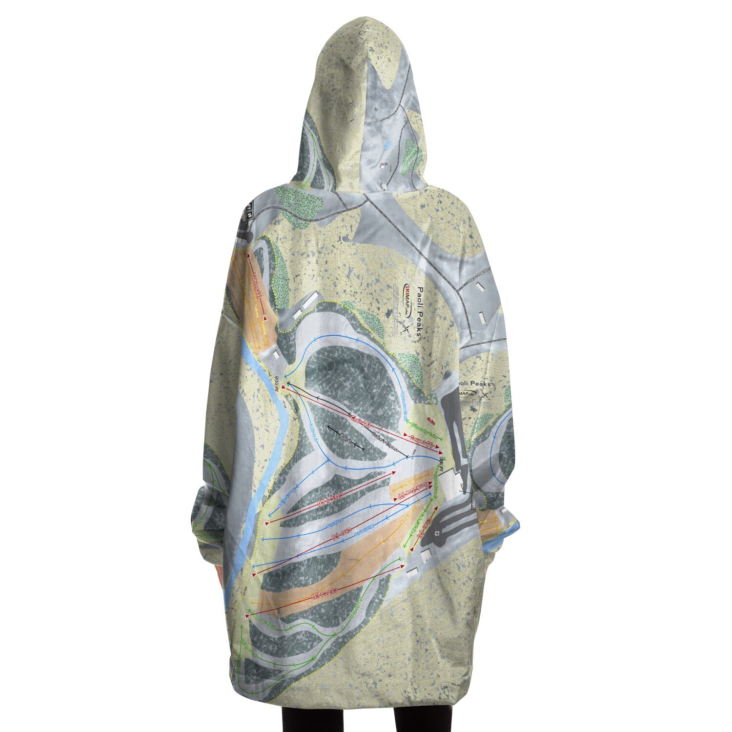 Paoli Peaks, Indiana Ski Trail Map - Snug Hoodie - Powderaddicts