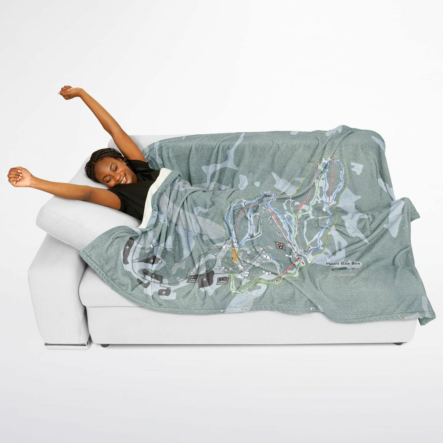 Mount Baw Baw, Australia Ski Resort Map Flannel Blanket Poncho