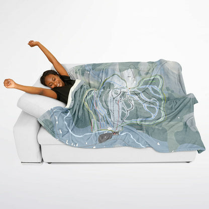Saskadena Six, Vermont Ski Resort Map Flannel Blanket Poncho