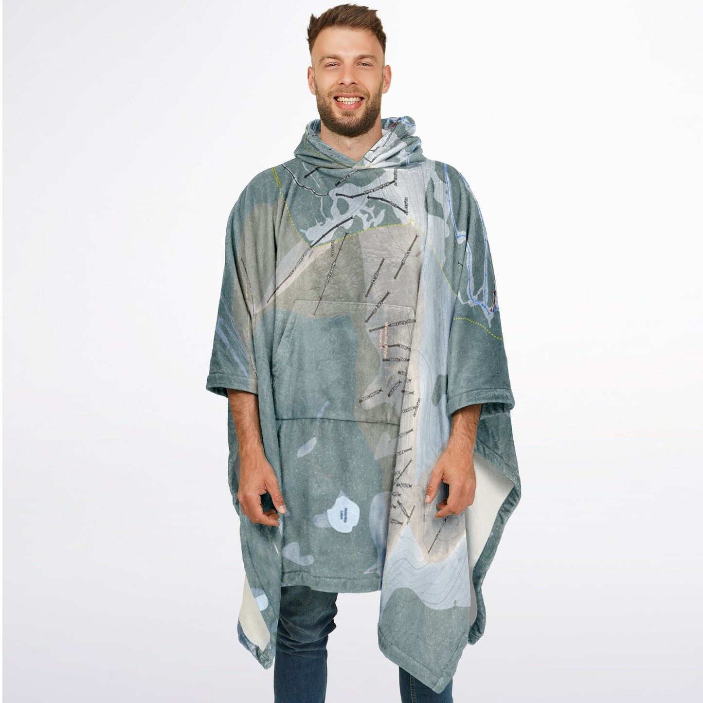 Monarch Mountain, Colorado Ski Resort Map Flannel Blanket Poncho