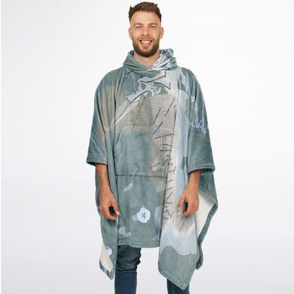 Monarch Mountain, Colorado Ski Resort Map Flannel Blanket Poncho