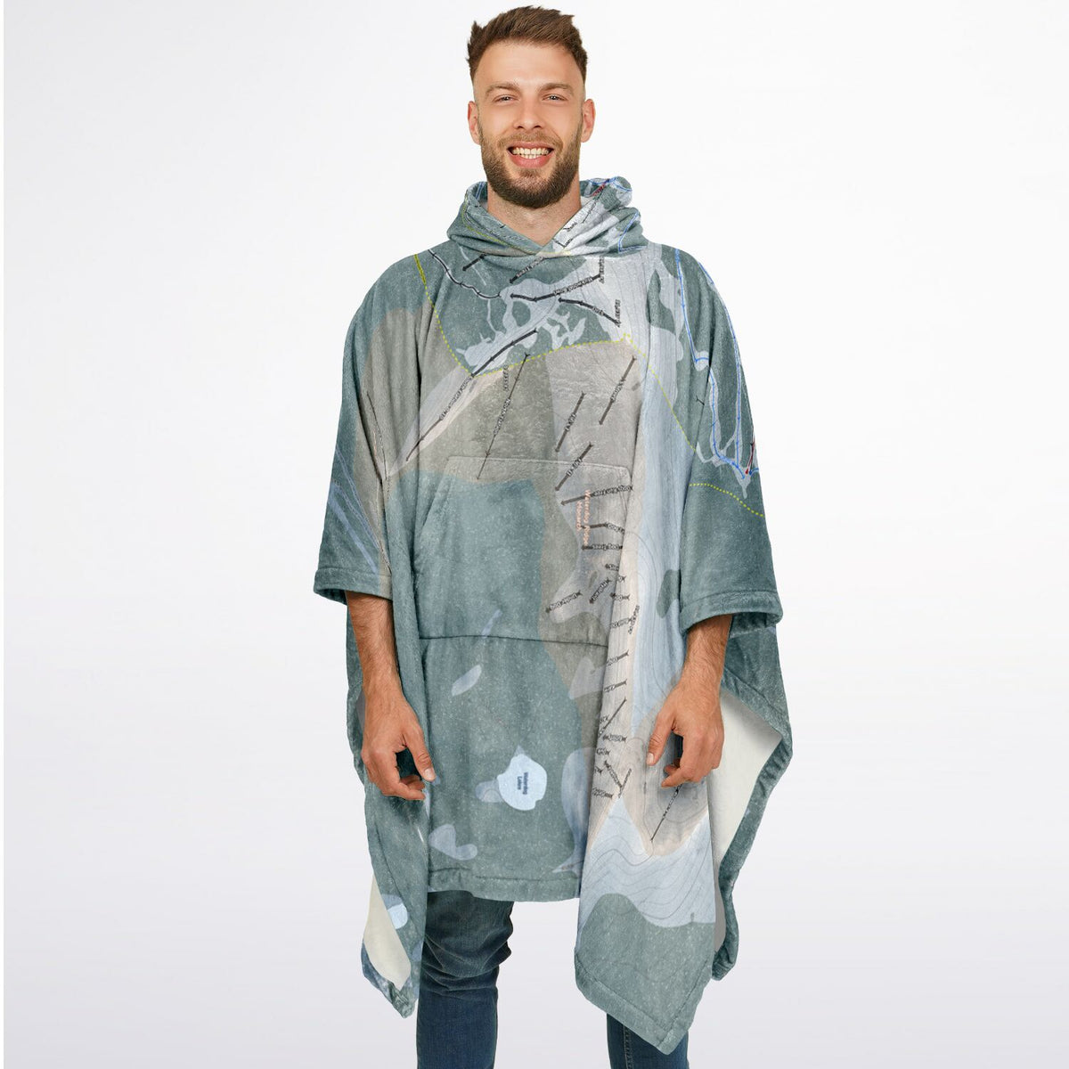 Monarch Mountain, Colorado Ski Resort Map Flannel Blanket Poncho