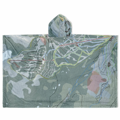 Mt Washington, British Columbia Ski Resort Map Flannel Blanket Poncho