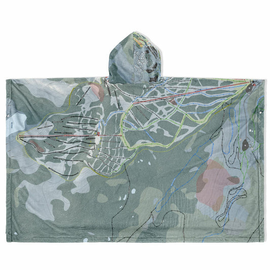 Mt Washington, British Columbia Ski Resort Map Flannel Blanket Poncho