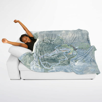 Black Mountain of Maine, Maine Ski Resort Map Flannel Blanket Poncho