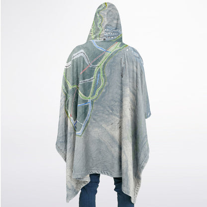Jiminy Peak, Massachusetts Ski Resort Map Flannel Blanket Poncho
