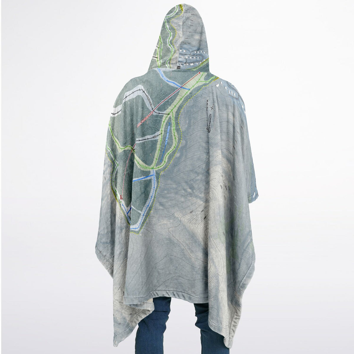 Jiminy Peak, Massachusetts Ski Resort Map Flannel Blanket Poncho
