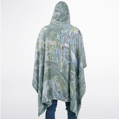 Big Sky, Montana Ski Resort Map Flannel Blanket Poncho
