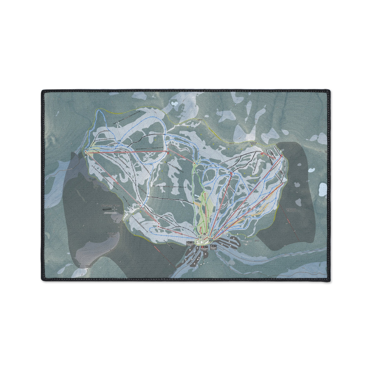 Stevens Pass, Washington Ski Resort Map Heavy Duty Floor Mat