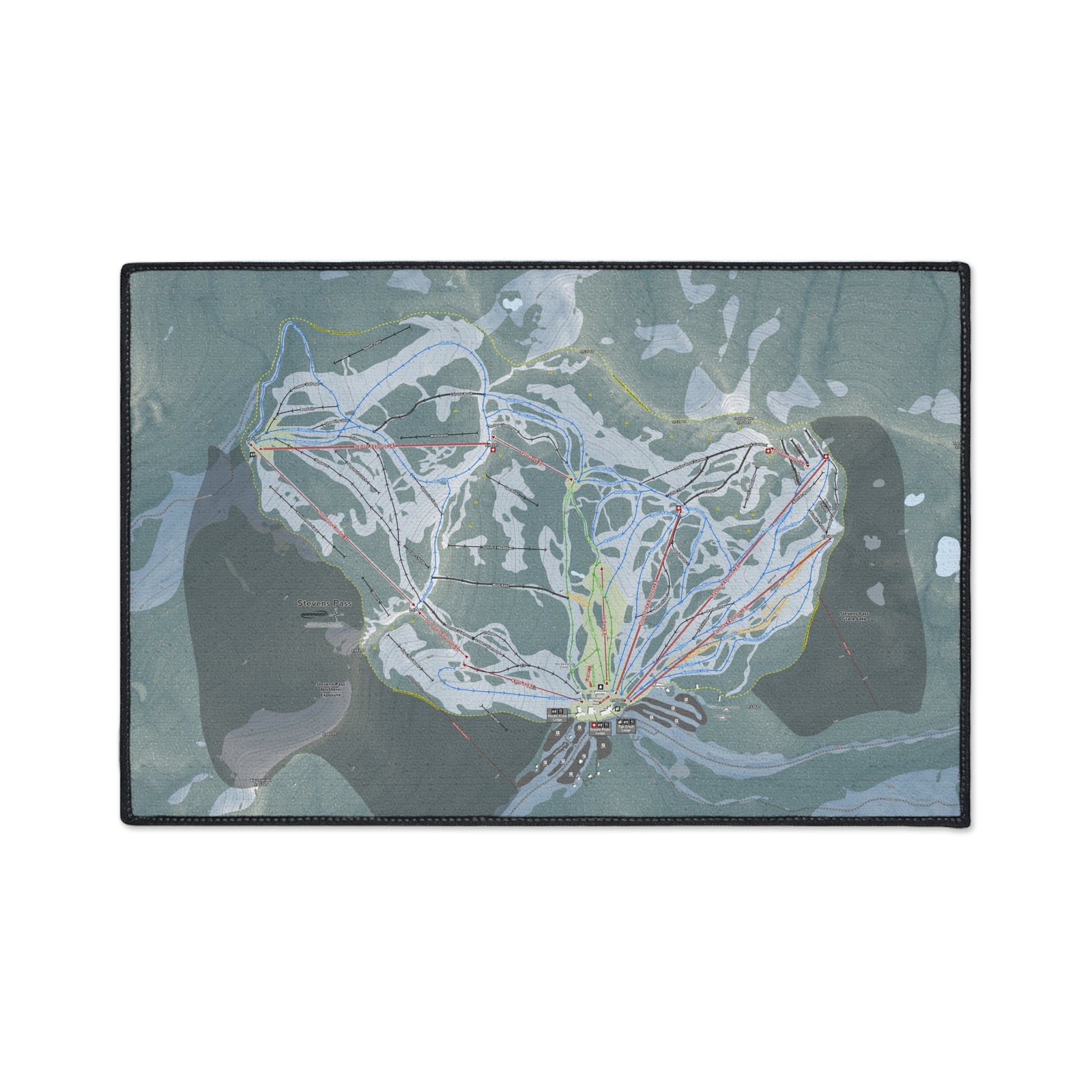 Stevens Pass, Washington Ski Resort Map Heavy Duty Floor Mat