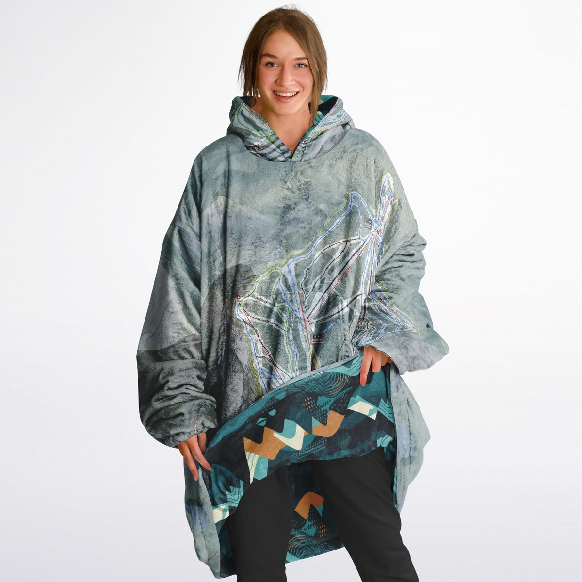 Waterville Valley, New Hampshire Ski Resort Map Reversible Snug Hoodie