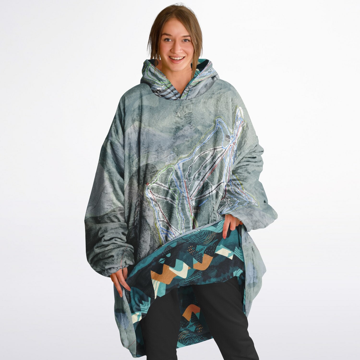 Waterville Valley, New Hampshire Ski Resort Map Reversible Snug Hoodie