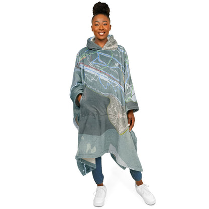 Troll Resort, British Columbia Ski Resort Map Flannel Blanket Poncho