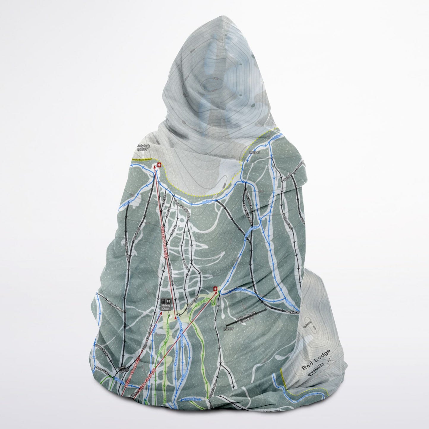 Red Lodge, Montana Ski Trail Map - Adult Hooded Blanket - Powderaddicts