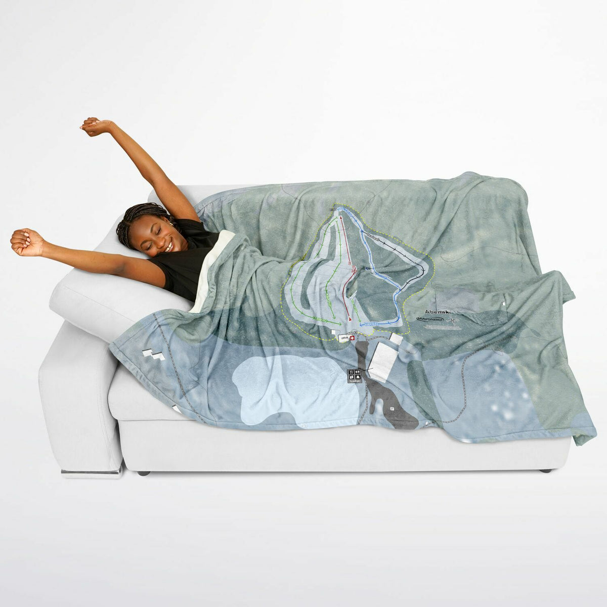 Abenaki, New Hampshire Ski Resort Map Flannel Blanket Poncho