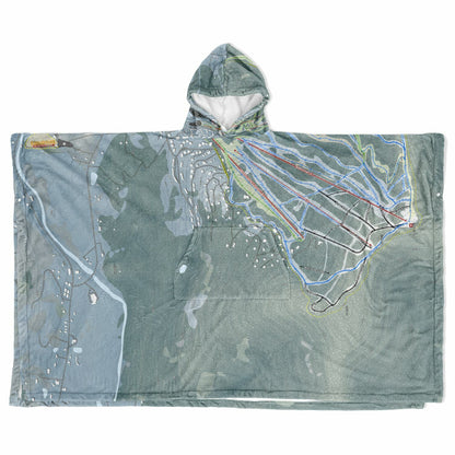 Windham Mountain, New York Ski Resort Map Flannel Blanket Poncho
