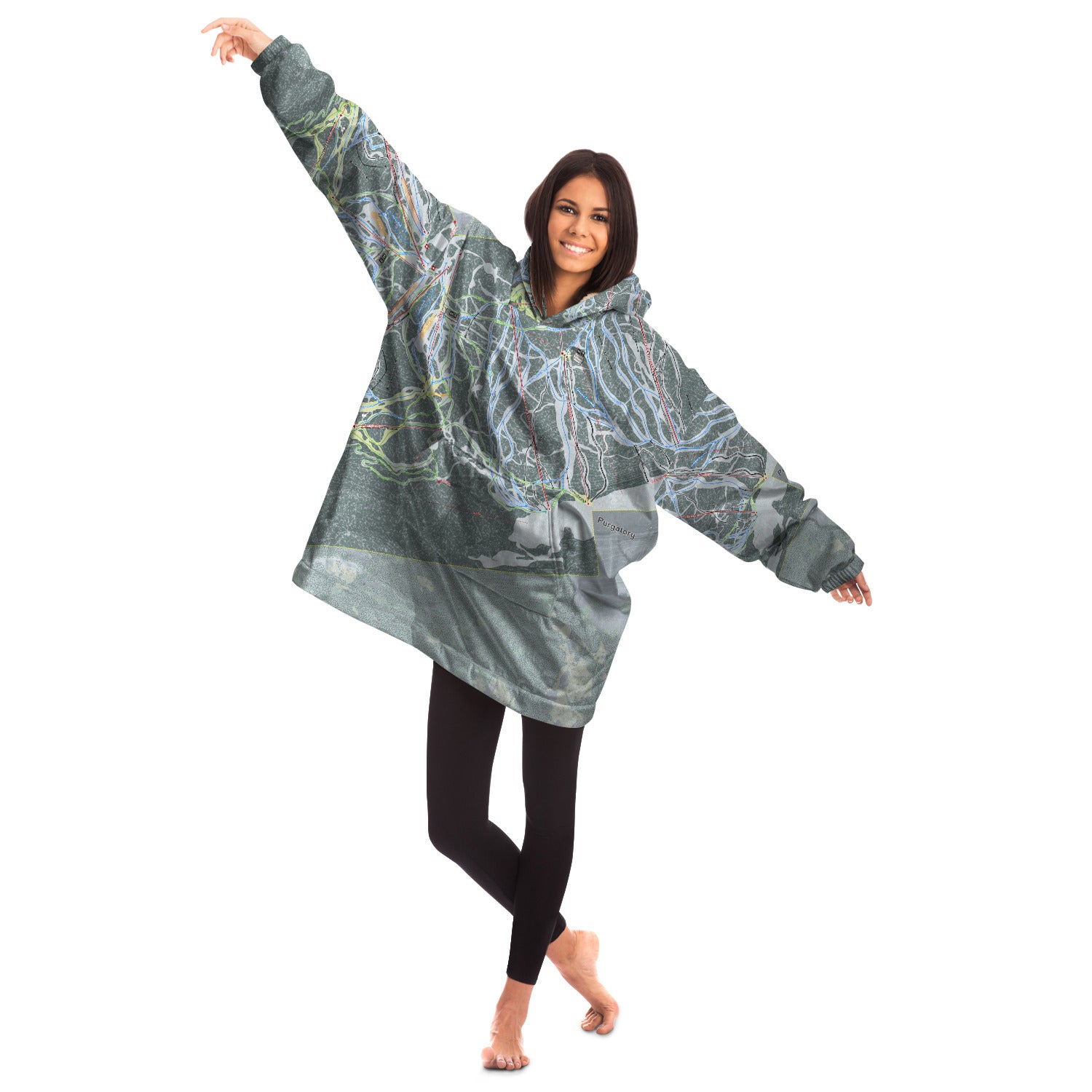 Purgatory, Colorado Ski Trail Map - Snug Hoodie - Powderaddicts