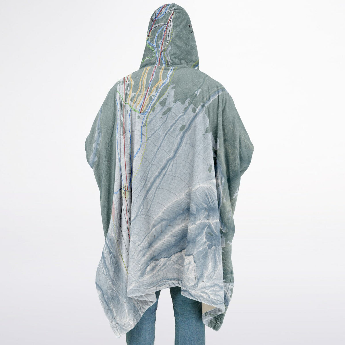 Timberline, Oregon Ski Resort Map Flannel Blanket Poncho