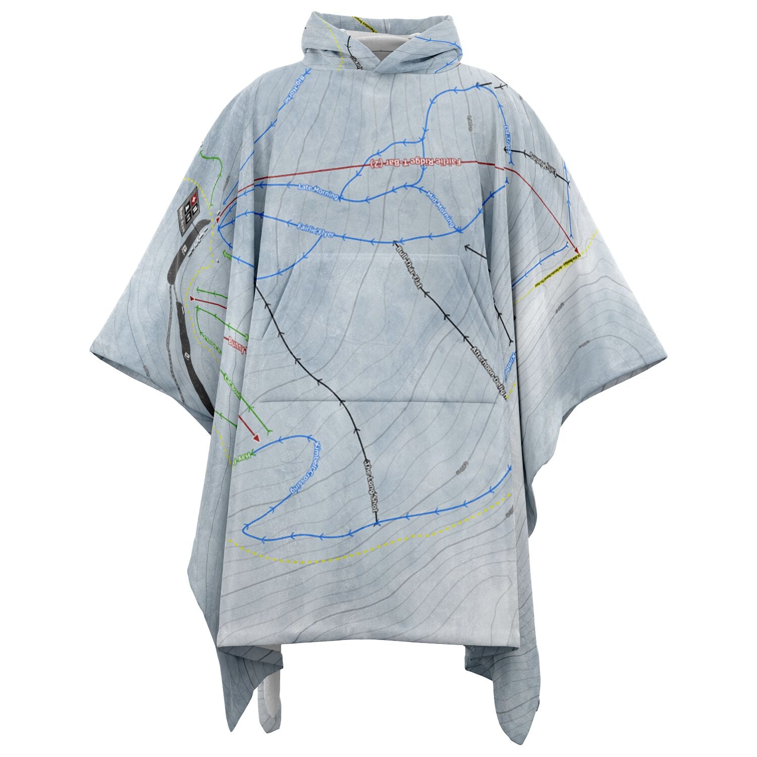 Mt Dobson, New Zealand Ski Resort Map Flannel Blanket Poncho - Powderaddicts