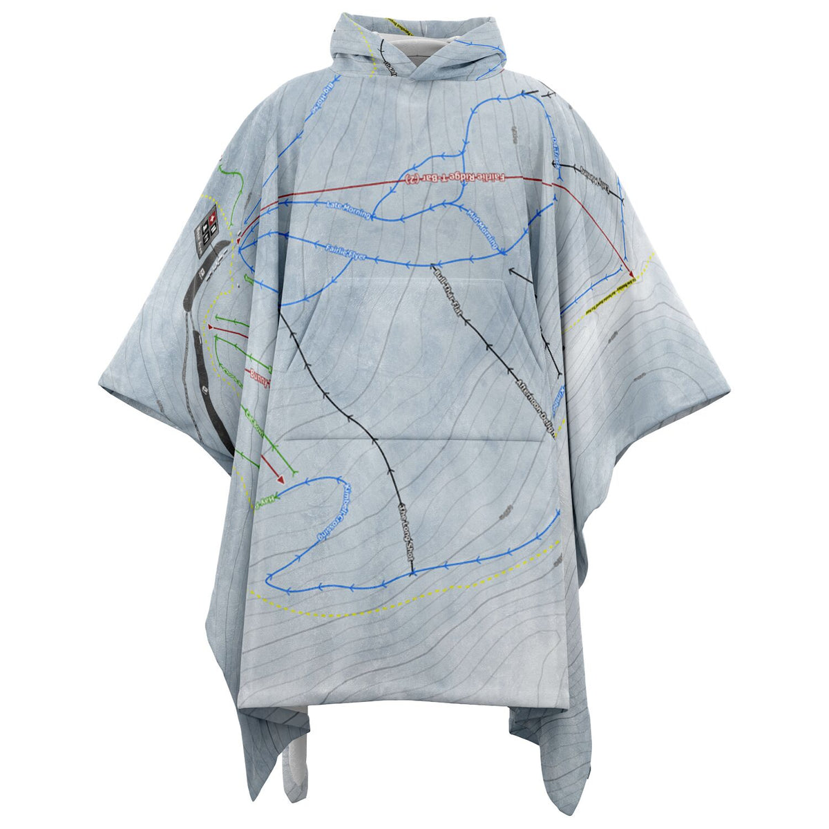 Mt Dobson, New Zealand Ski Resort Map Flannel Blanket Poncho
