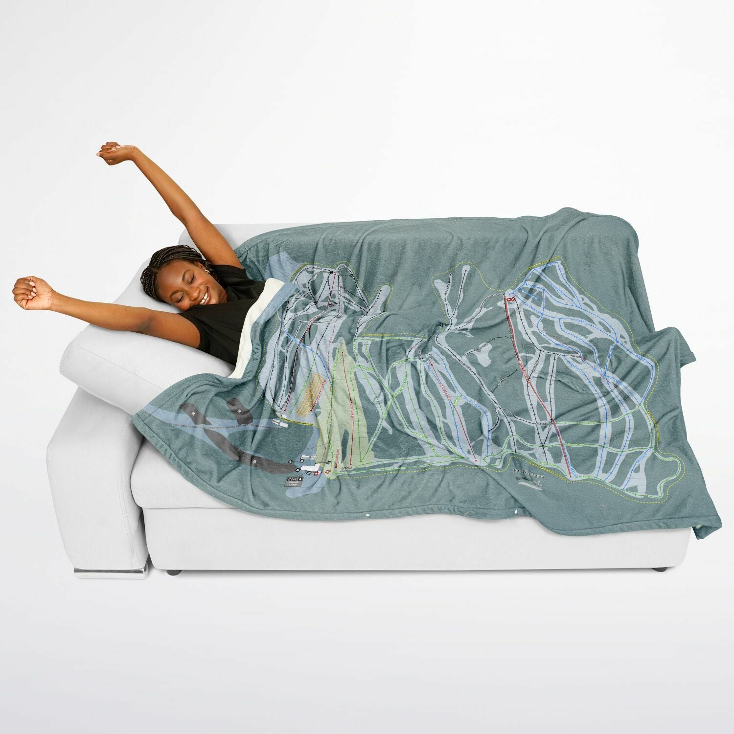 Mt Norquay, Alberta Ski Resort Map Flannel Blanket Poncho