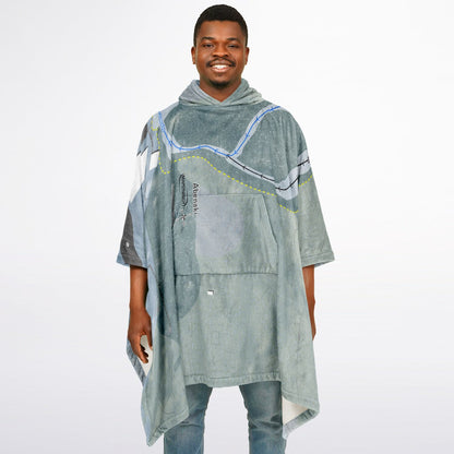 Abenaki, New Hampshire Ski Resort Map Flannel Blanket Poncho