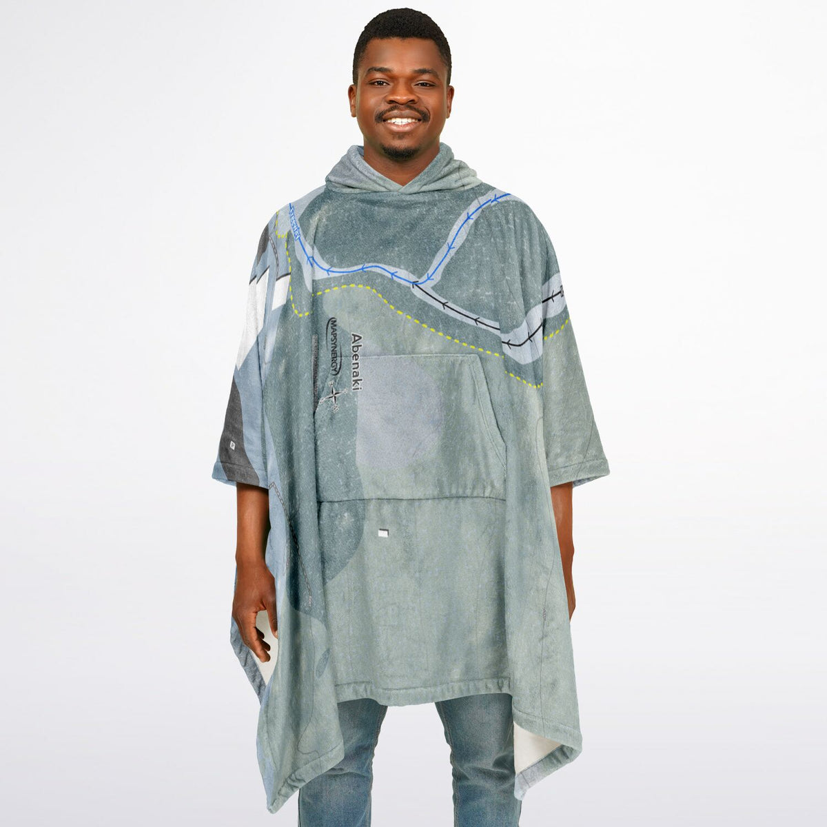 Abenaki, New Hampshire Ski Resort Map Flannel Blanket Poncho