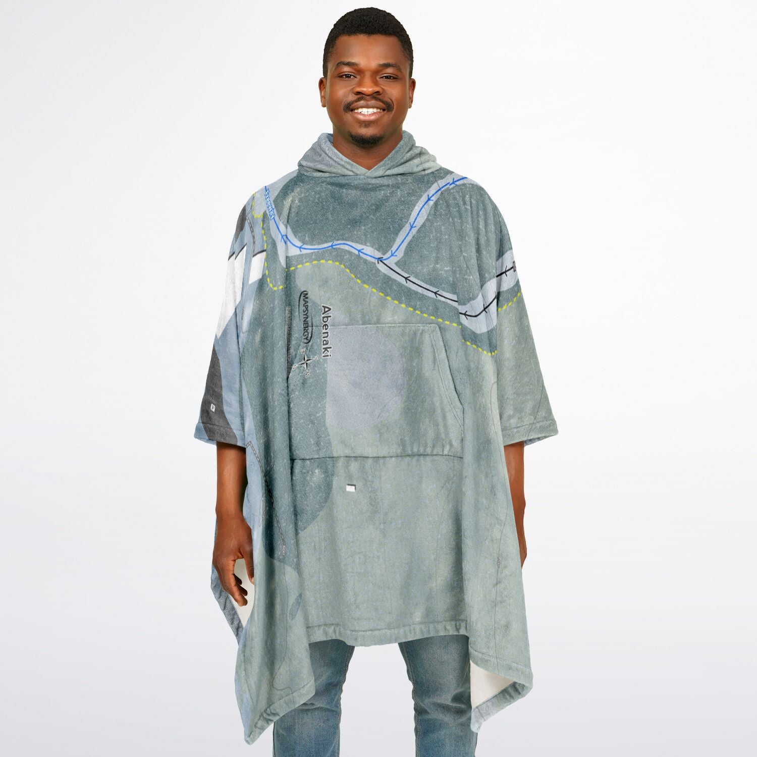 Abenaki, New Hampshire Ski Resort Map Flannel Blanket Poncho