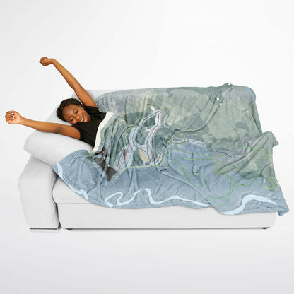 Proctor, New Hampshire Ski Resort Map Flannel Blanket Poncho