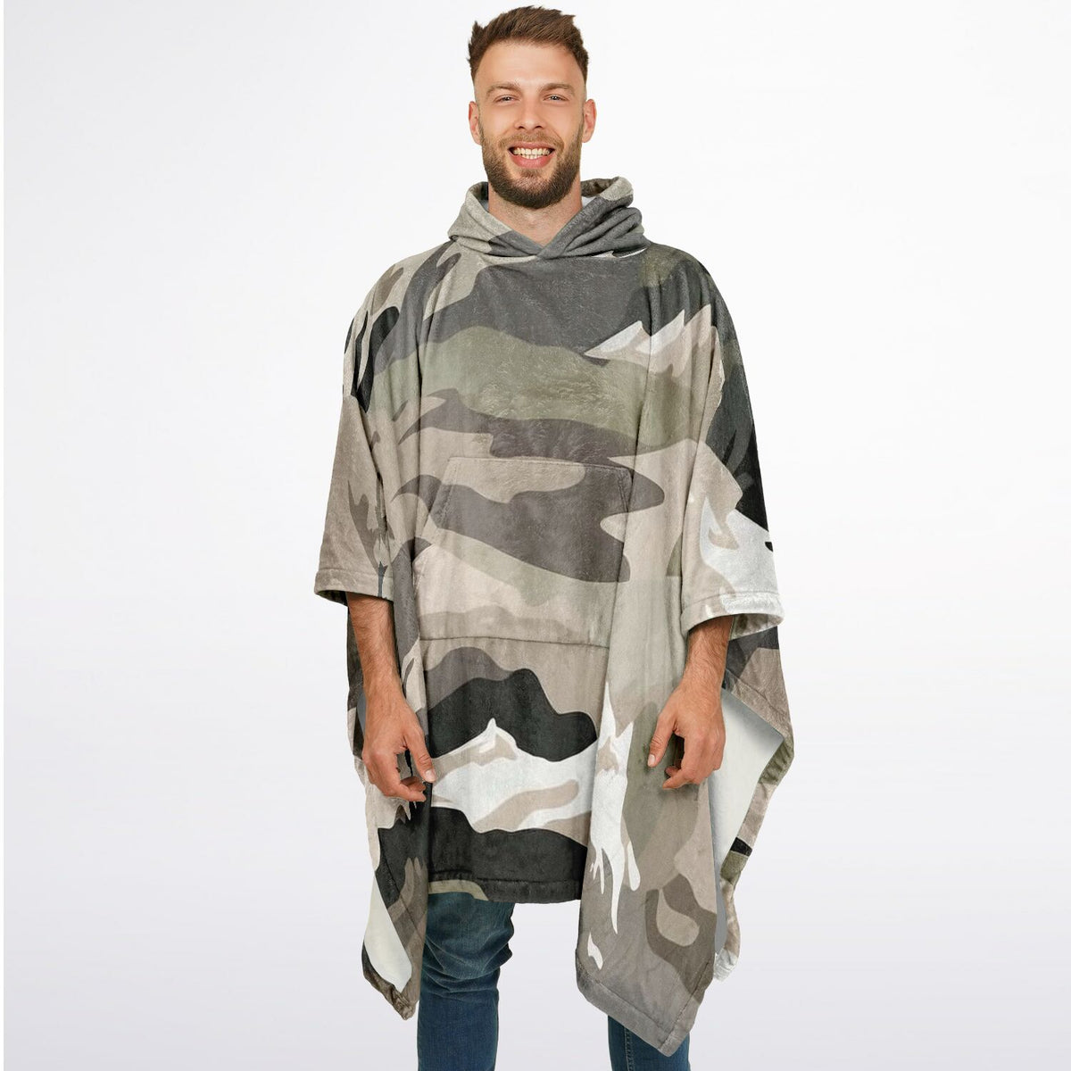 Army Camouflage Pattern, Flannel Blanket Poncho