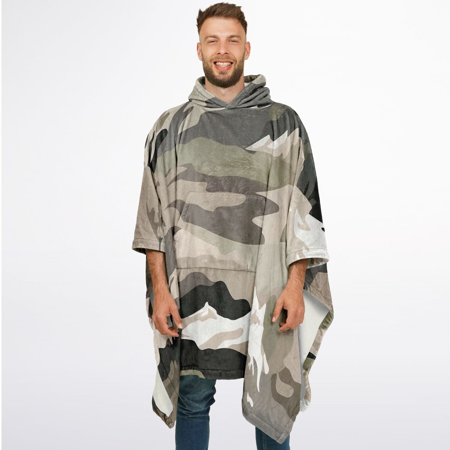 Army Camouflage Pattern, Flannel Blanket Poncho