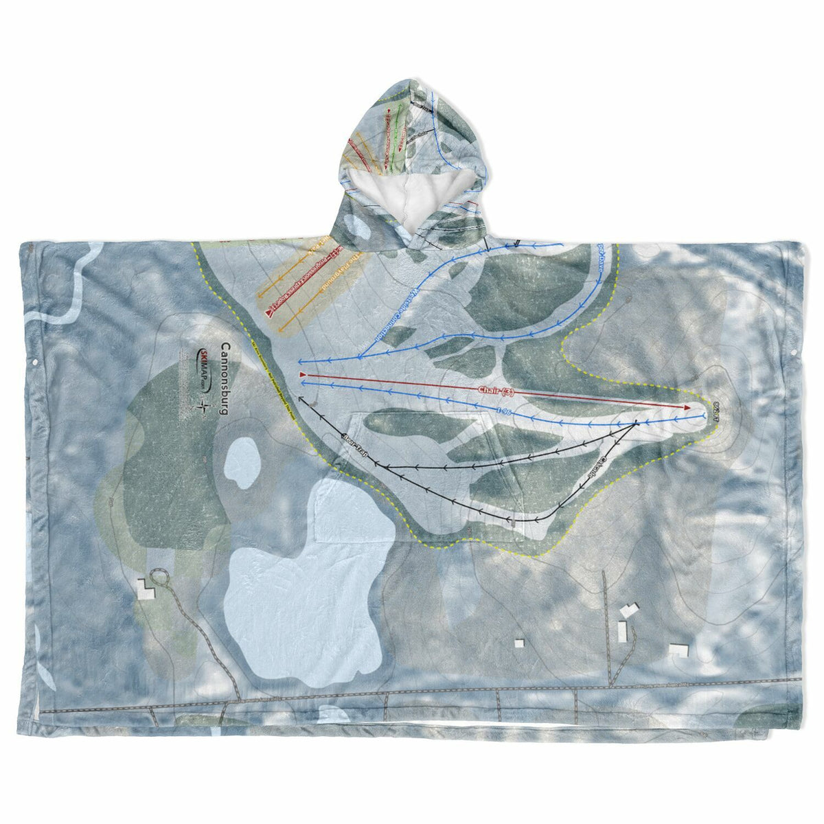 Cannonsburg, Michigan Ski Resort Map Flannel Blanket Poncho