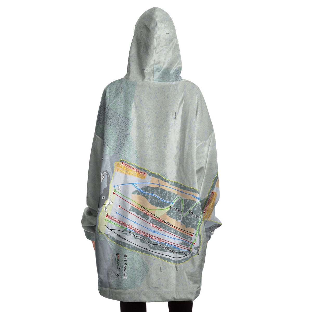 Ski Sawmill, Pennsylvania Ski Trail Map Snug Hoodie