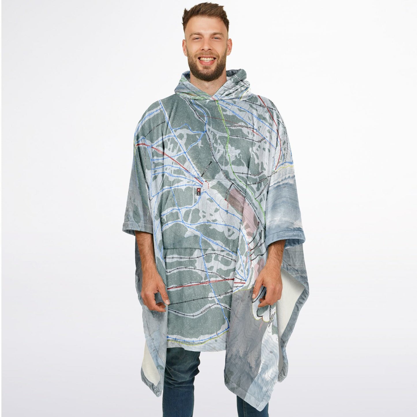 Grand Targhee, Wyoming Ski Resort Map Flannel Blanket Poncho