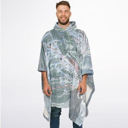 Grand Targhee, Wyoming Ski Resort Map Flannel Blanket Poncho