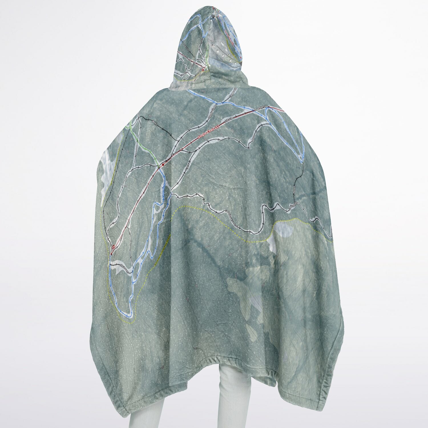 Mad River Glen, Vermont Ski Resort Map Flannel Blanket Poncho