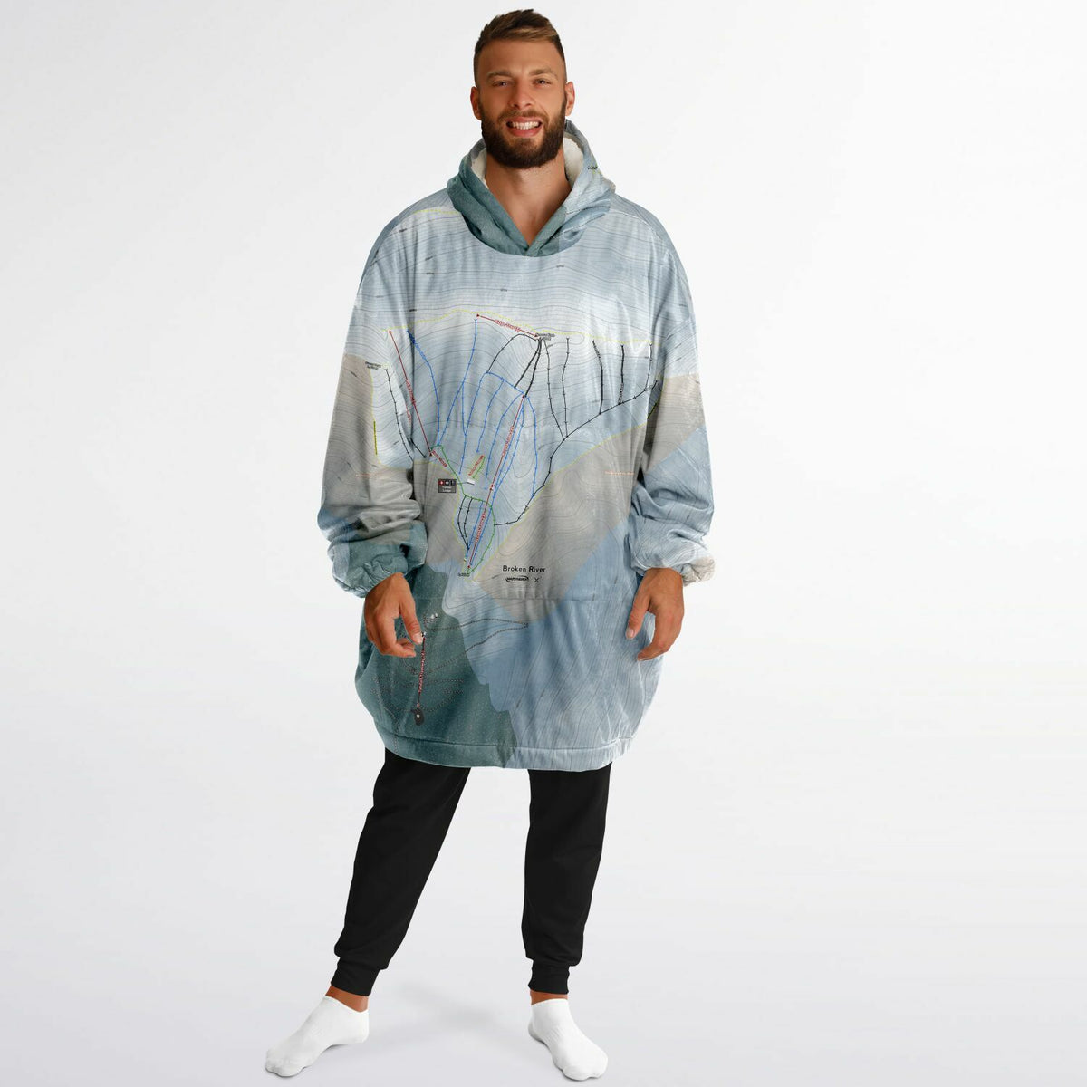Broken River, New Zealand Ski Trail Map - Snug Hoodie