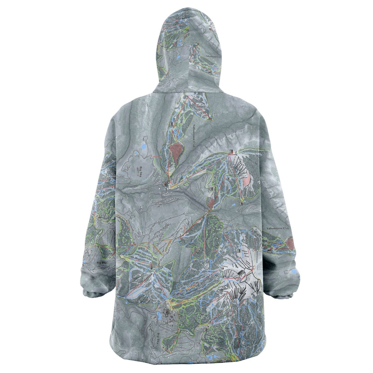 Big Sky Combo, Montana Ski Trail Map Snug Hoodie