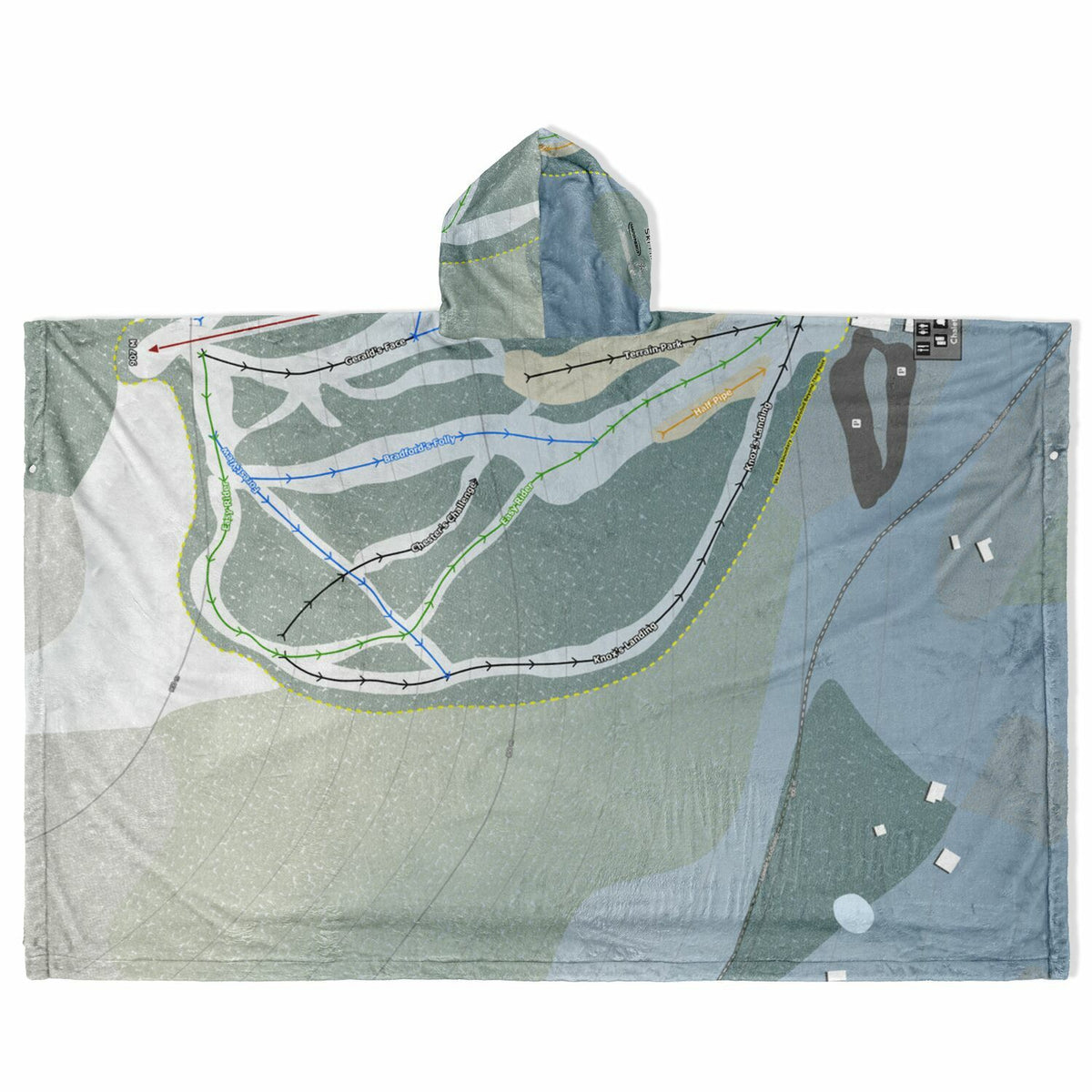 Bear Mountain Ski Hill, British Columbia Ski Resort Map Flannel Blanket Poncho