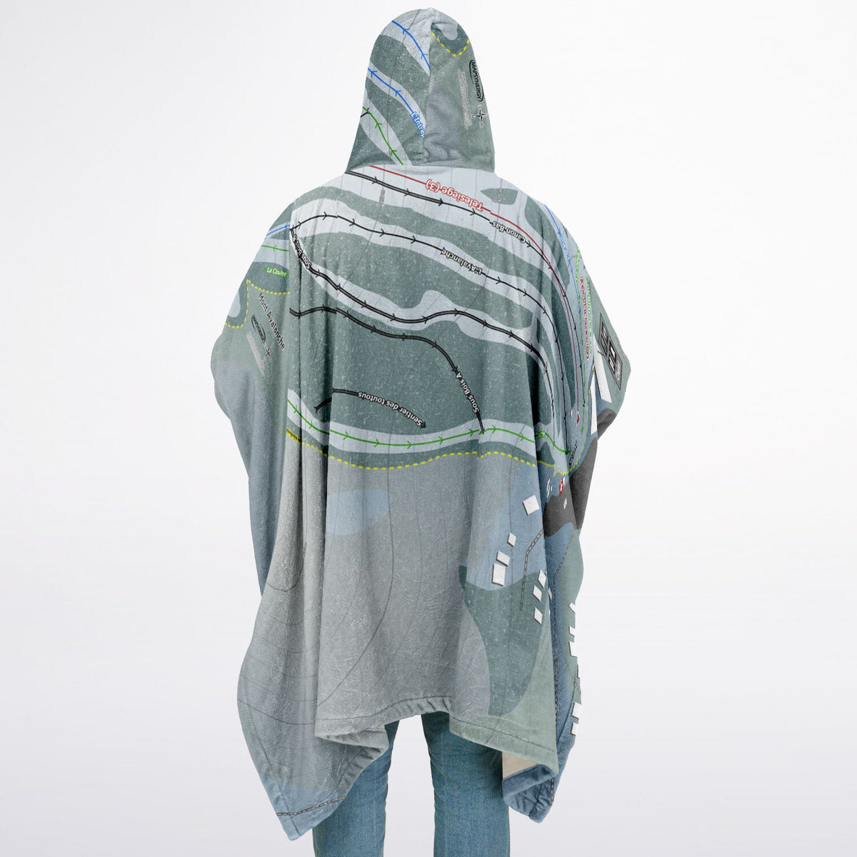 Mont Avalanche, Quebec Ski Resort Map Flannel Blanket Poncho