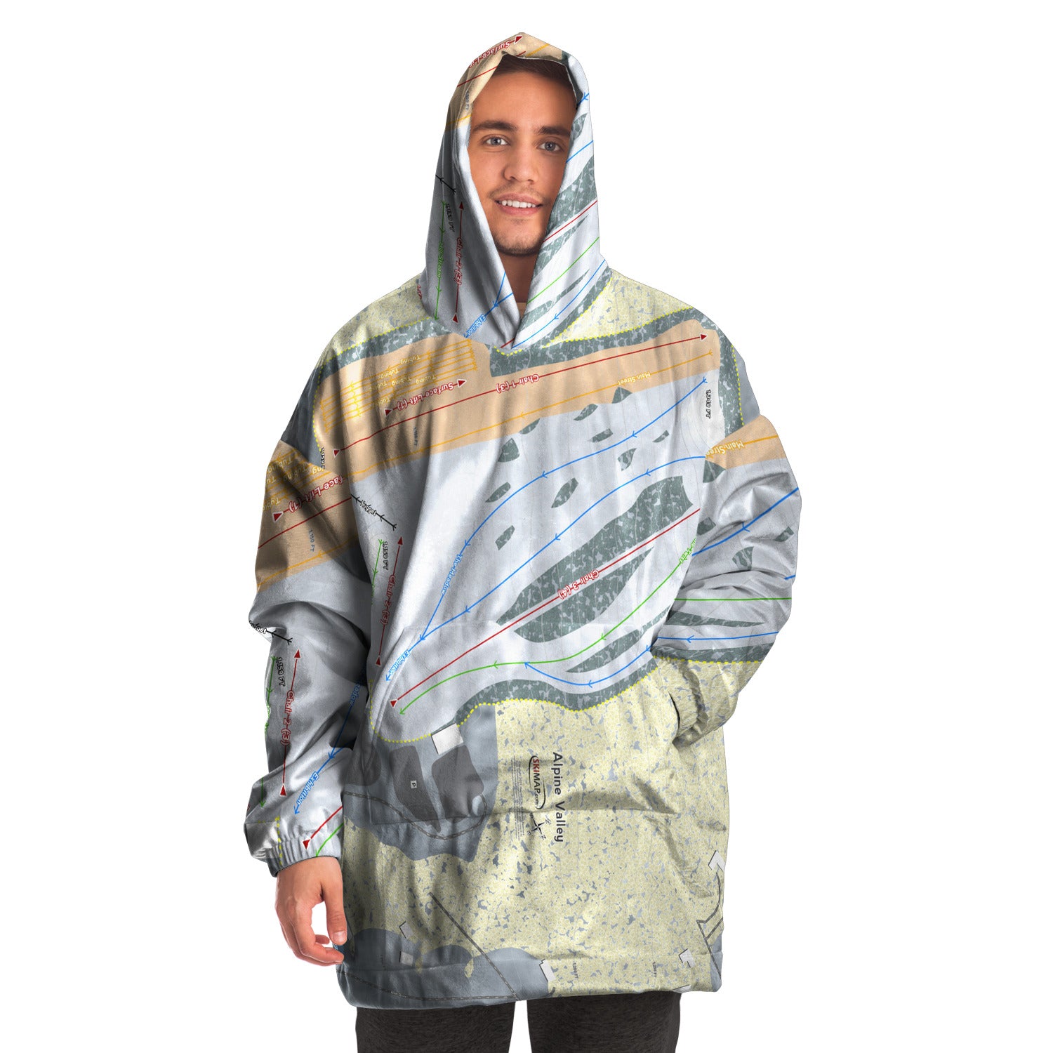 Alpine Valley, Ohio Ski Trail Map - Snug Hoodie