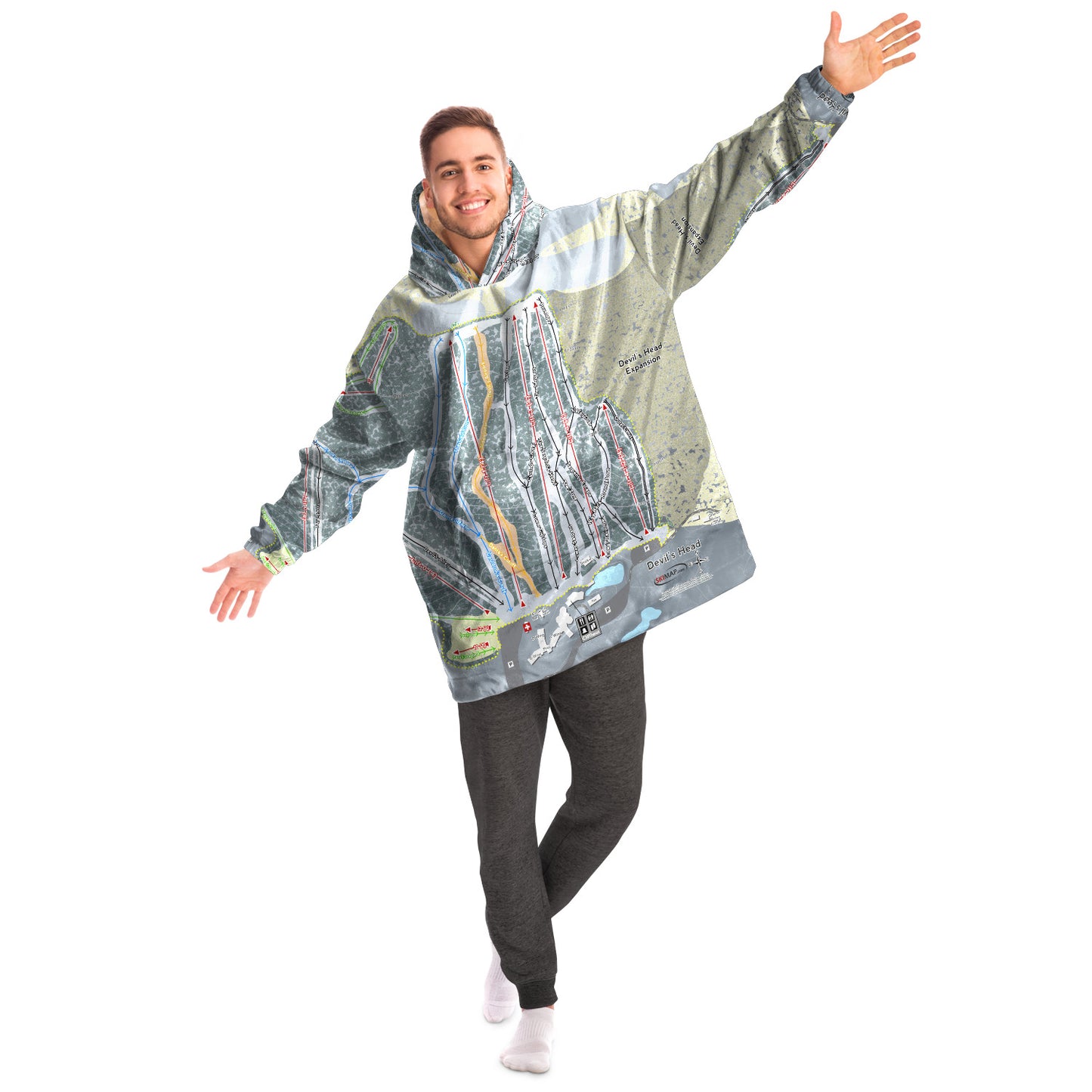 Devil's Head, Wisconsin Ski Trail Map - Snug Hoodie