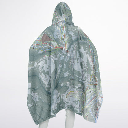 Yellowstone Club, Montana Ski Resort Map Flannel Blanket Poncho