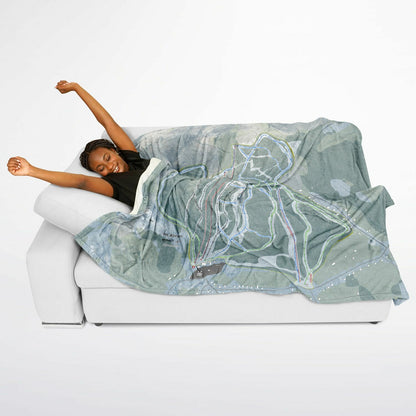 Mt Abram, Maine Ski Resort Map Flannel Blanket Poncho