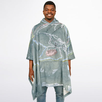 Montana Snowbowl, Montana Ski Resort Map Flannel Blanket Poncho