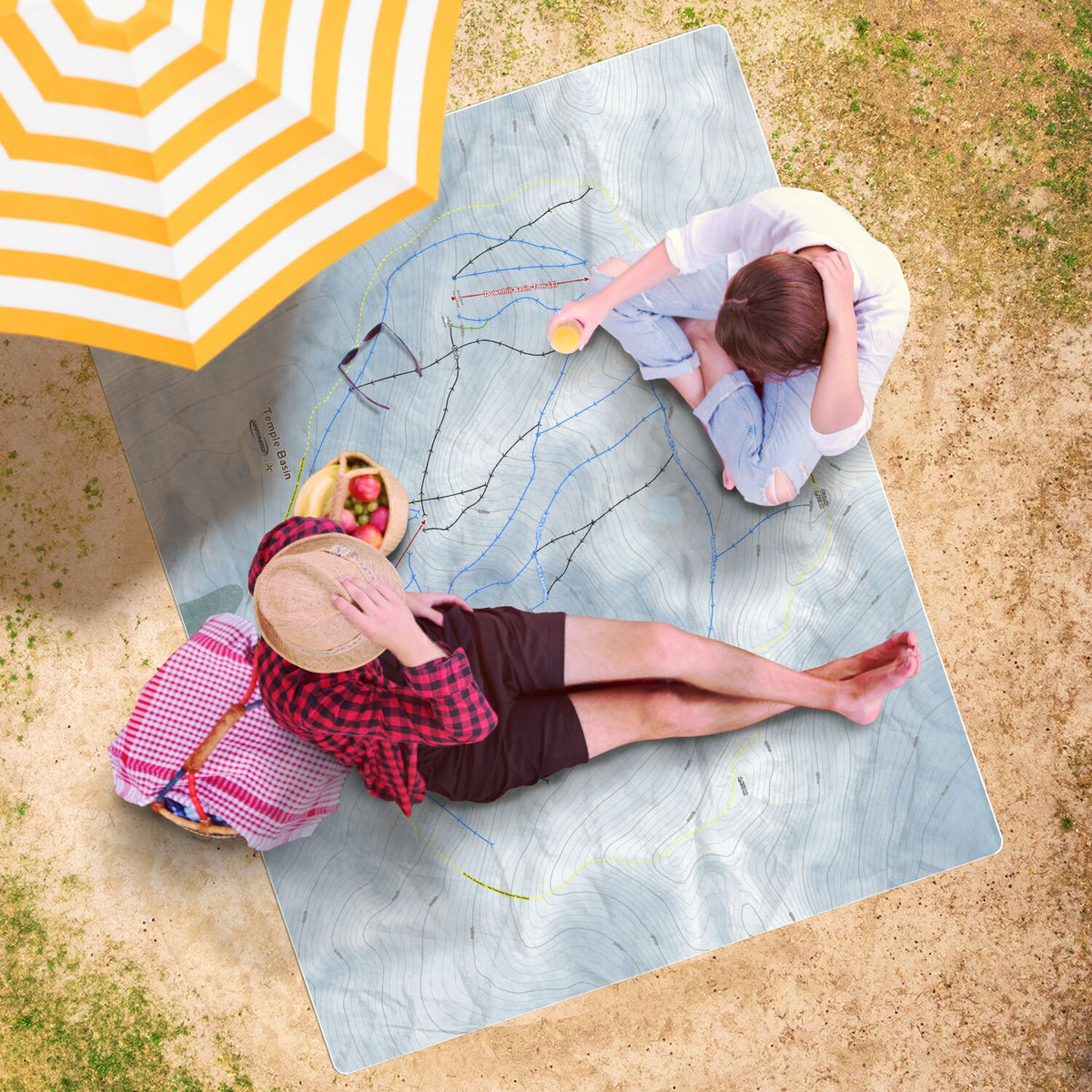 Temple Basin, New Zealand Ski Resort Map Printed Beach Towel