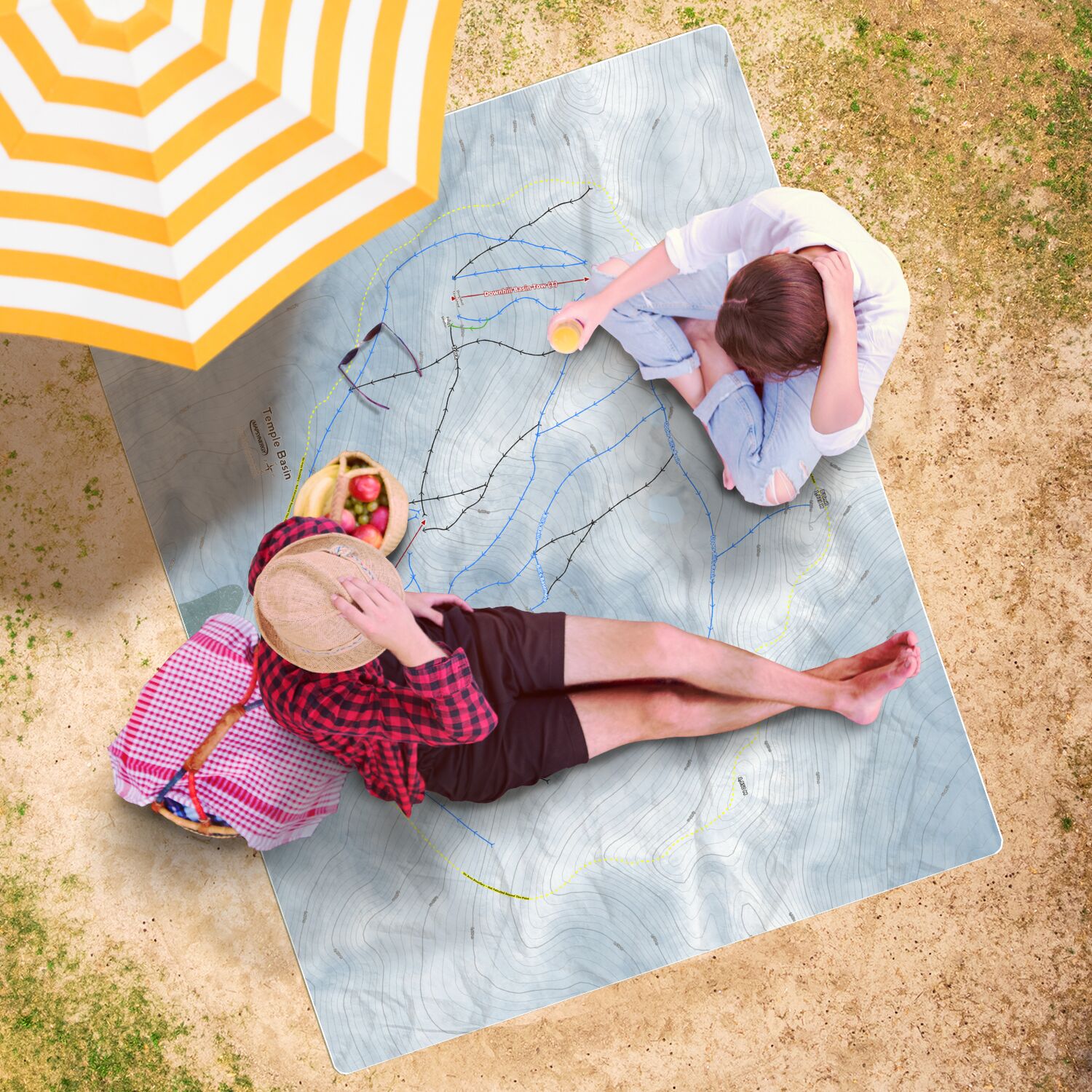 Temple Basin, New Zealand Ski Resort Map Printed Beach Towel