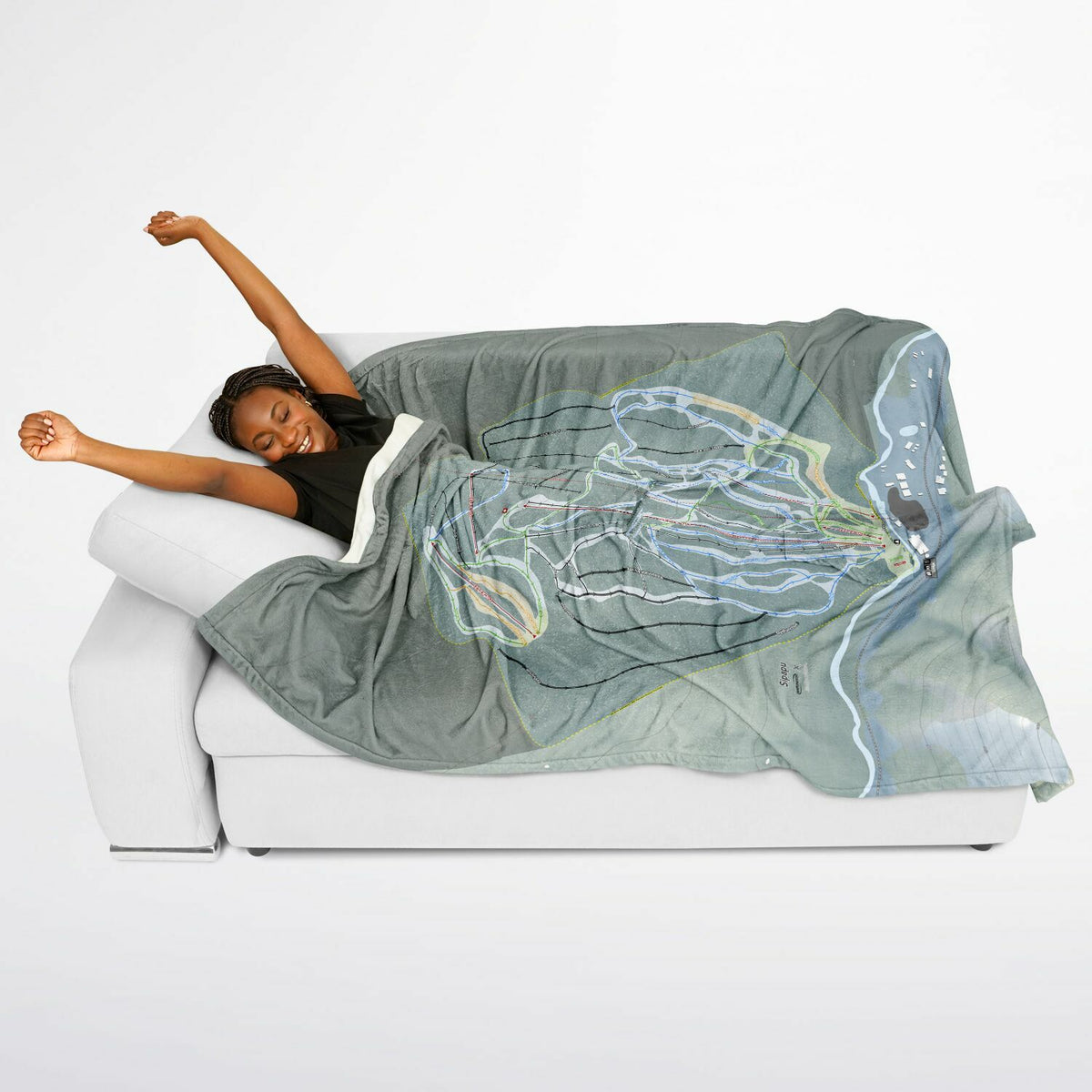 Sipapu, New Mexico Ski Resort Map Flannel Blanket Poncho